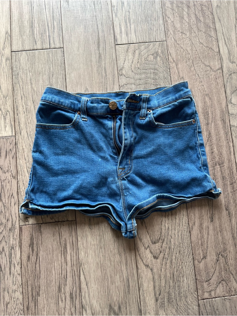 Classic High-Rise Blue Denim Kids Shorts